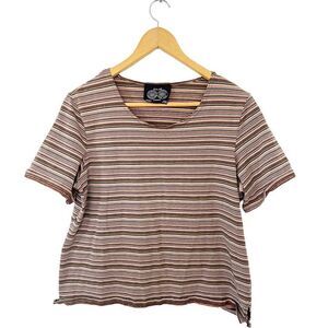 Solar Lasania Brown Shades Striped Short‎ Sleeve T-Shirt